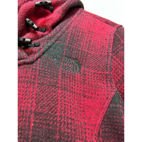 The North Face Women's Pullover Fleece Hoodie Size M Red Black Plaid Long Sleeve - Picture 11 of 13